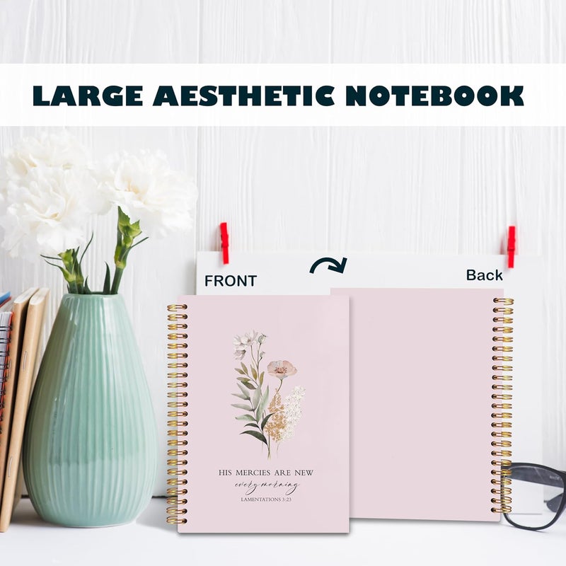 BearCake Pink Bible Christian Journals Floral Notebooks for Women Note Taking,Prayer Journal for Women, His Mercies are New Every Morning,Bible Study Journal for Women 5.5x8.3 - Image 4